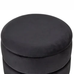 Leen Bakker ELGIN - Poef - Zwart - 37 cm - Fluweel Discount