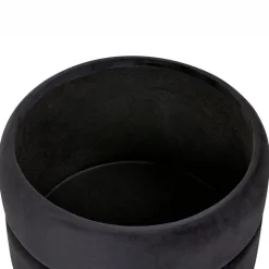 Leen Bakker ELGIN - Poef - Zwart - 37 cm - Fluweel Discount