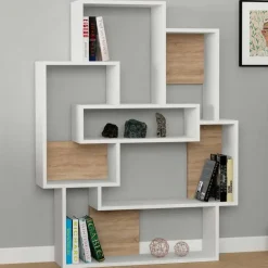 Emob Boekenplank Woody Fashion - 101 x 22 x 132 cm - Eiken-wit-design Hot