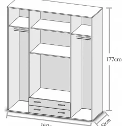 Emob Kledingkast Base - 160 x 52 x 177 cm - Wotan Oak-design Hot