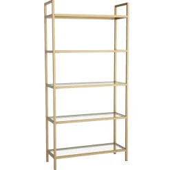 Emob Locelso Boekenplank - Gehard Glas - Metalen Frame - Goud Sale