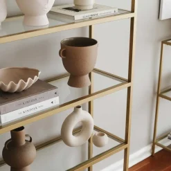 Emob Locelso Boekenplank - Gehard Glas - Metalen Frame - Goud Sale