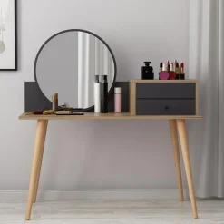 Emob Make-uptafel Woody Fashion - 120 x 60 x 96 cm - Walnut Anthracite-design Sale