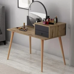 Emob Make-uptafel Woody Fashion - 120 x 60 x 96 cm - Walnut Anthracite-design Sale