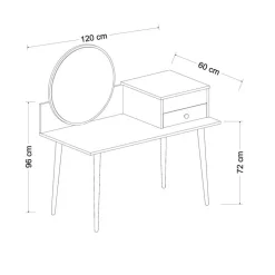 Emob Make-uptafel Woody Fashion - 120 x 60 x 96 cm - Walnut Anthracite-design Sale