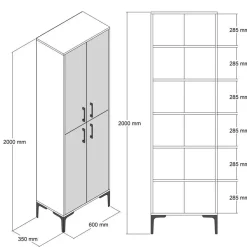 Emob Multifunctionele kast Woody Fashion - 60 x 35 x 200 cm - Walnut Cream