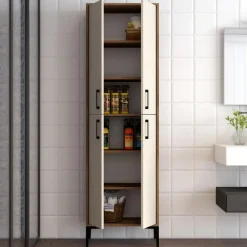 Emob Multifunctionele kast Woody Fashion - 60 x 35 x 200 cm - Walnut Cream