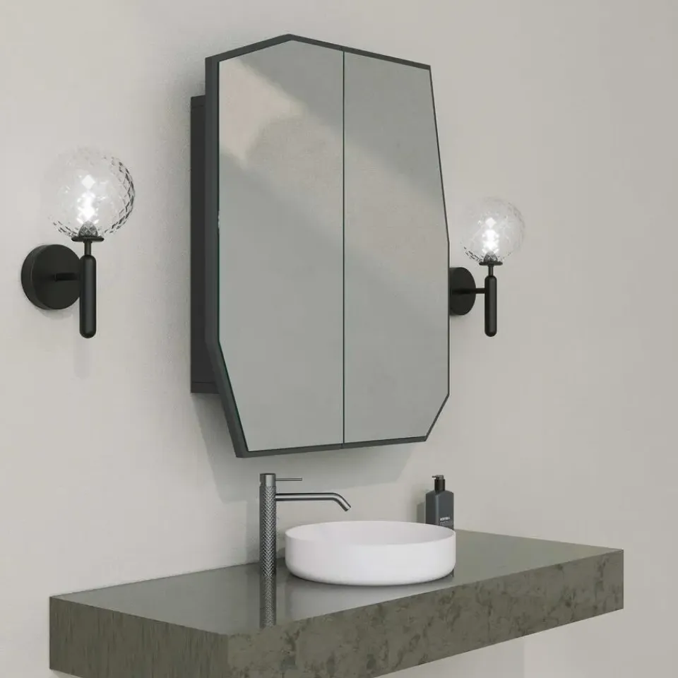 Emob Spiegelkast Woody Fashion - 50 x 12 x 45 cm - Zwart Hot