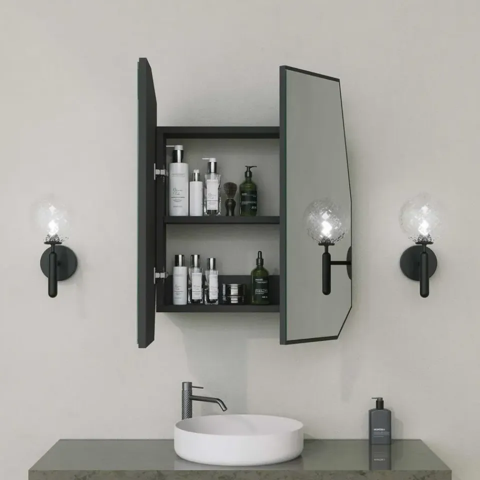 Emob Spiegelkast Woody Fashion - 50 x 12 x 45 cm - Zwart Hot