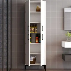 Emob Woody Fashion multifunctioneel kabinet - 18 mm dik - metalen poot wit Clearance