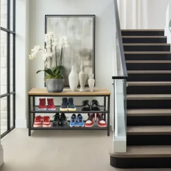 Erro Schoenenrek - metaal/hout - 80x30x45 New