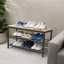 Erro Schoenenrek - metaal/hout - 80x30x45 New