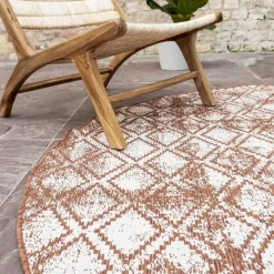 Eva Interior Buitenkleed Rond Frost - Roest - dubbelzijdig 200cm Sale