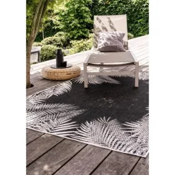 Eva Interior Buitenkleed Zwart Leaf - 200 x 200 cm Outlet