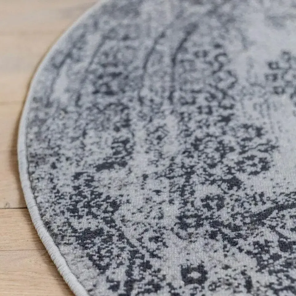 Eva Interior rond vintage Vloerkleed Bloom Grijs - 100 x 100 cm New
