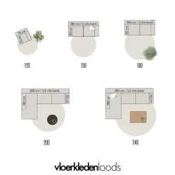 Eva Interior Rond vloerkleed wol Antraciet - Cobble Stone - 180 x 180 cm Clearance