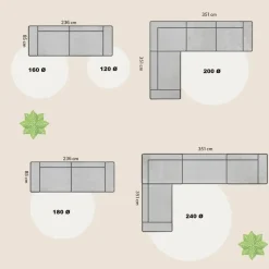 Eva Interior Rond vloerkleed wol Antraciet - Cobble Stone - 180 x 180 cm Clearance