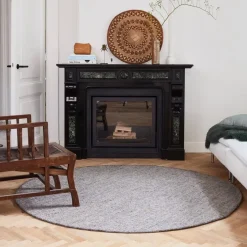 Eva Interior Rond vloerkleed wol Antraciet - Cobble Stone - 180 x 180 cm Clearance