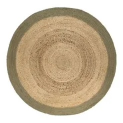 Eva Interior Vloerkleed Jute Rond - Naturel/Groen - 180 Ø Online