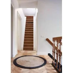 Eva Interior Vloerkleed Jute Rond - Naturel/Antraciet - 200 Ø