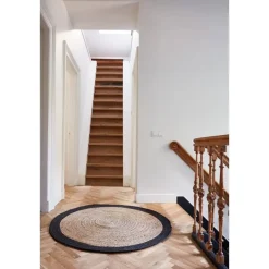 Eva Interior Vloerkleed Jute Rond - Naturel/Antraciet - 200 Ø