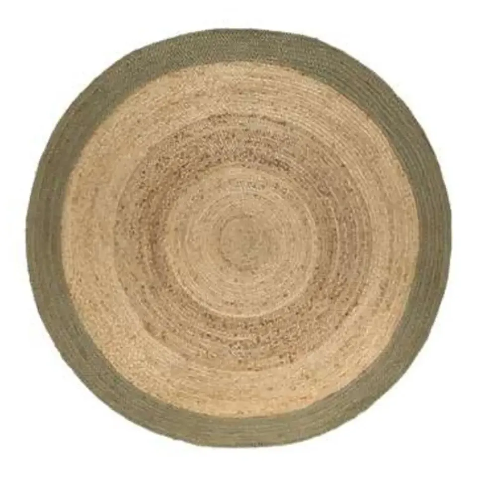 Eva Interior Vloerkleed Jute Rond - Naturel/Groen - 120 Ø Best