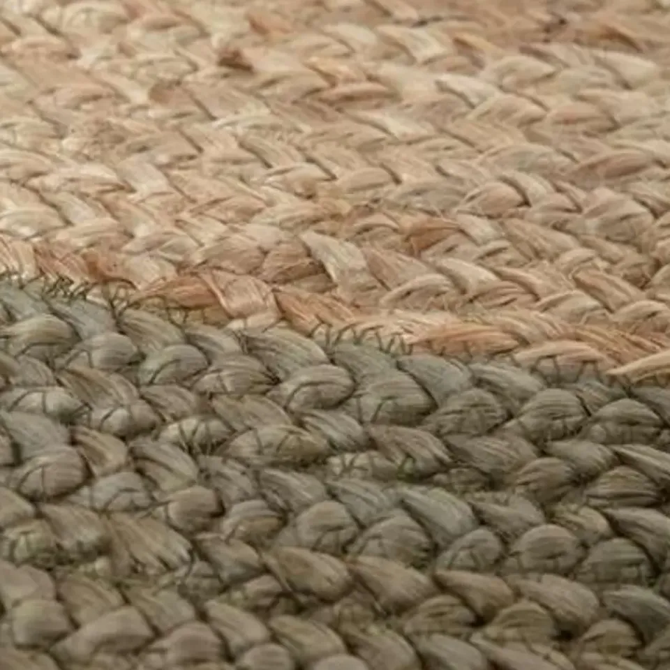 Eva Interior Vloerkleed Jute Rond - Naturel/Groen - 120 Ø Best