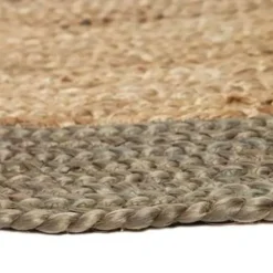 Eva Interior Vloerkleed Jute Rond - Naturel/Groen - 120 Ø Best