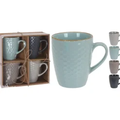 Excellent Houseware Bekers koffiekopjes - 4x - gekleurd - 300 ml Outlet