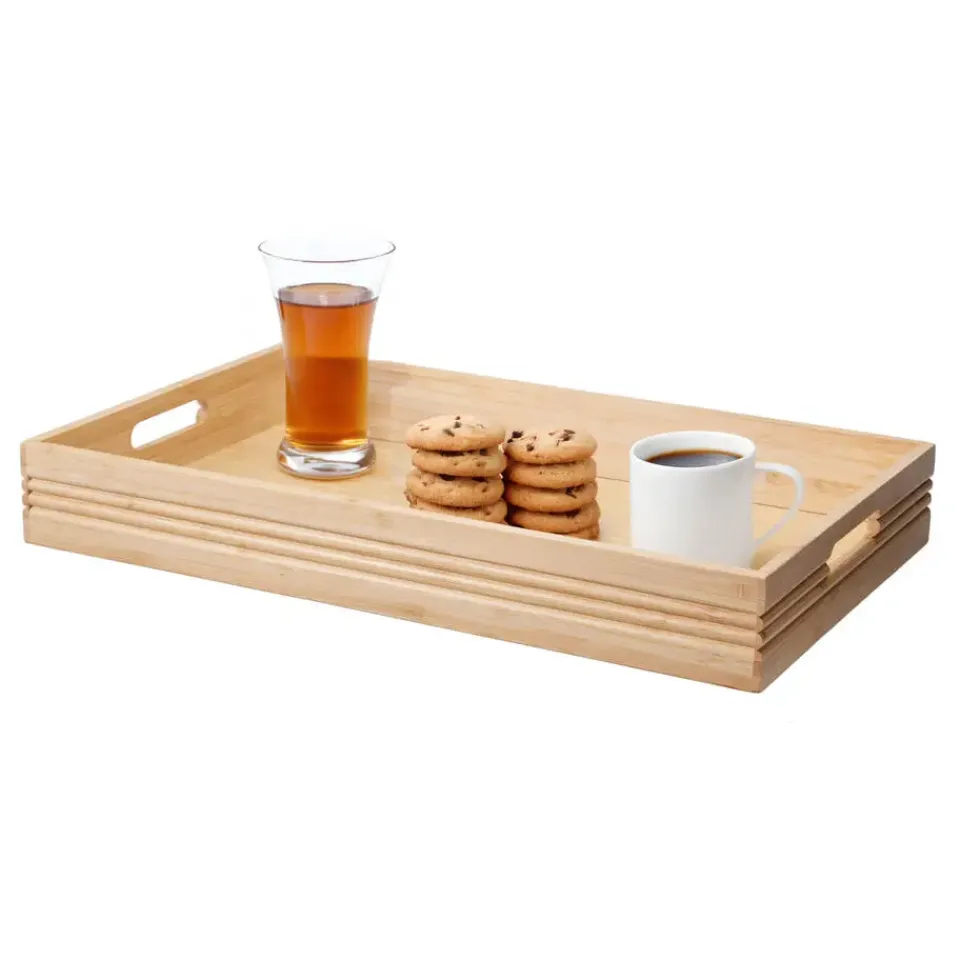 Excellent Houseware dienblad - bamboe - 50 x 30 x 6 cm - naturel Discount