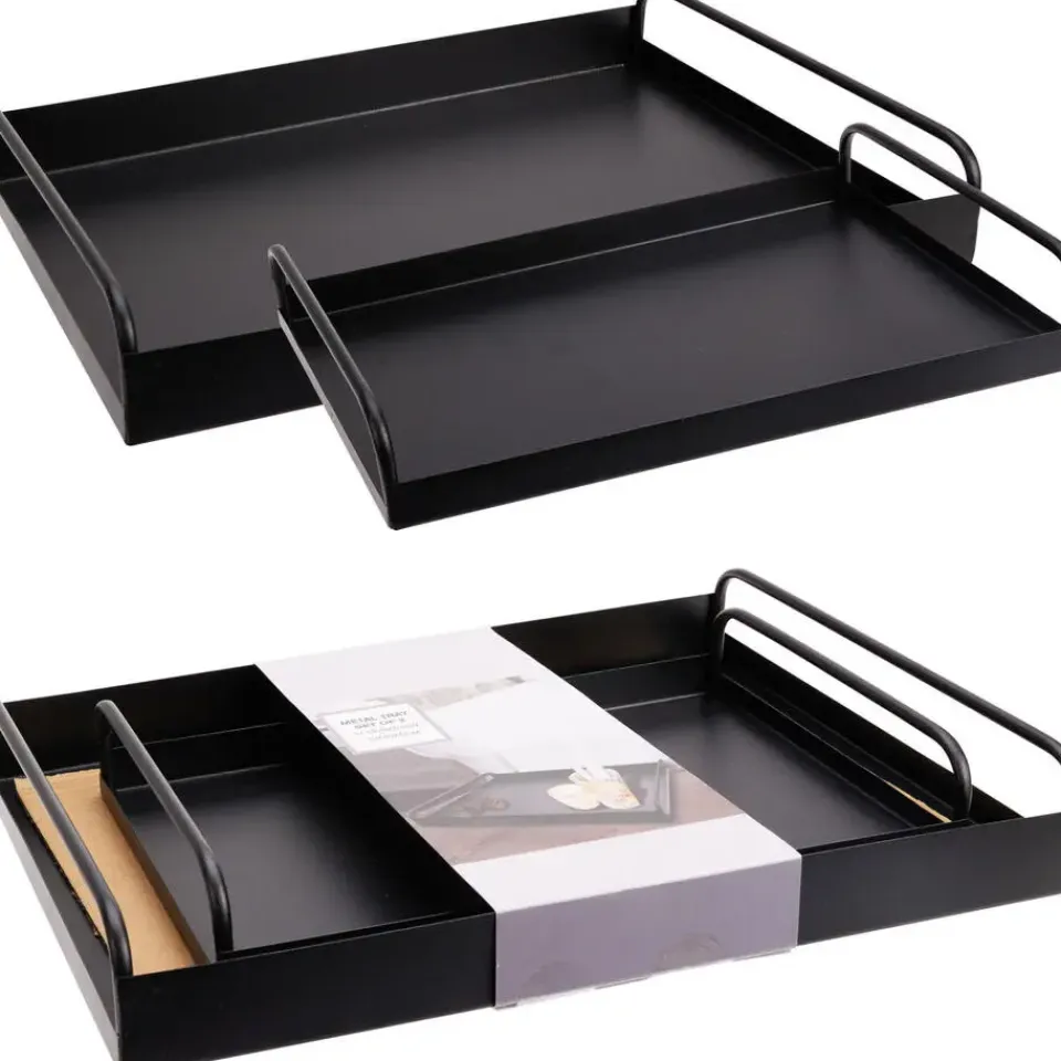 Excellent Houseware Dienbladen set - 2x stuks - metaal - zwart Hot