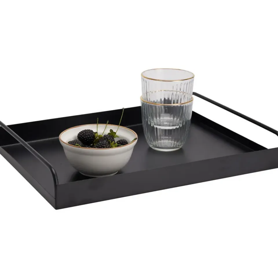 Excellent Houseware Dienbladen set - 2x stuks - metaal - zwart Hot