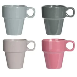 Excellent Houseware Gekleurde bekers/koffiekopjes - 4-delig Hot