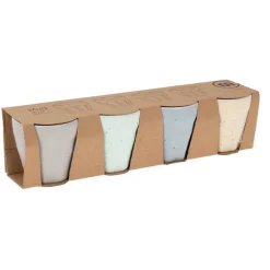 Excellent Houseware Koffiekop - 4x - porselein - 90 ml - gekleurd Discount