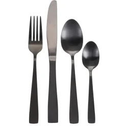 Excellent Houseware tafel bestek - 16x delig - mat zwart - rvs Best