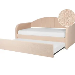 Beliani EYBURIE - Slaapbank - Perzik - 90 x 200 cm - Bouclé Outlet