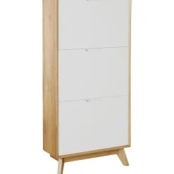Loft24 Ezra - Schoenenkast met 3 kleppen in eiken / witte spaanplaat Online