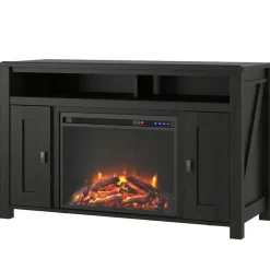 Loft24 Farmington - Open haard met 2 zwarte spaanplaatdeuren Discount