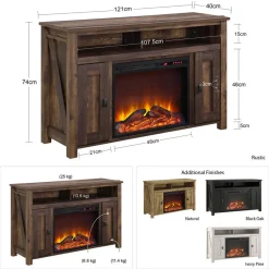 Loft24 Farmington - Open haard met 2 zwarte spaanplaatdeuren Discount