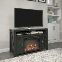 Loft24 Farmington - Open haard met 2 zwarte spaanplaatdeuren Discount