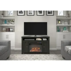 Loft24 Farmington - Open haard met 2 zwarte spaanplaatdeuren Discount