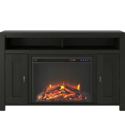 Loft24 Farmington - Open haard met 2 zwarte spaanplaatdeuren Discount