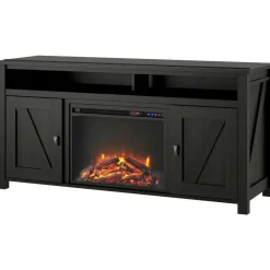 Loft24 Farmington - TV-meubel elektrische open haard zwart spaanplaat Sale