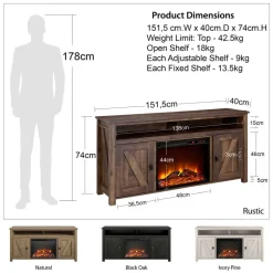 Loft24 Farmington - TV-meubel elektrische open haard zwart spaanplaat Sale