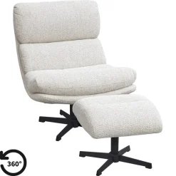Leen Bakker Fauteuil Bobbi incl. hocker - greige Outlet
