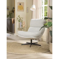 Leen Bakker Fauteuil Bobbi incl. hocker - greige Outlet