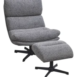 Leen Bakker Fauteuil Bobbi incl. hocker - antraciet Sale