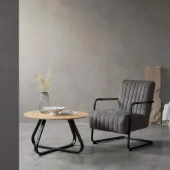 Giga Living Fauteuil Stof/Metaal Donkergrijs - Incl. Armleuning - Trout Clearance