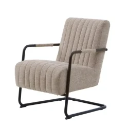 Giga Living Fauteuil Stof/Metaal Zandkleur - Incl. Armleuning - Trout - Set van 2 Outlet