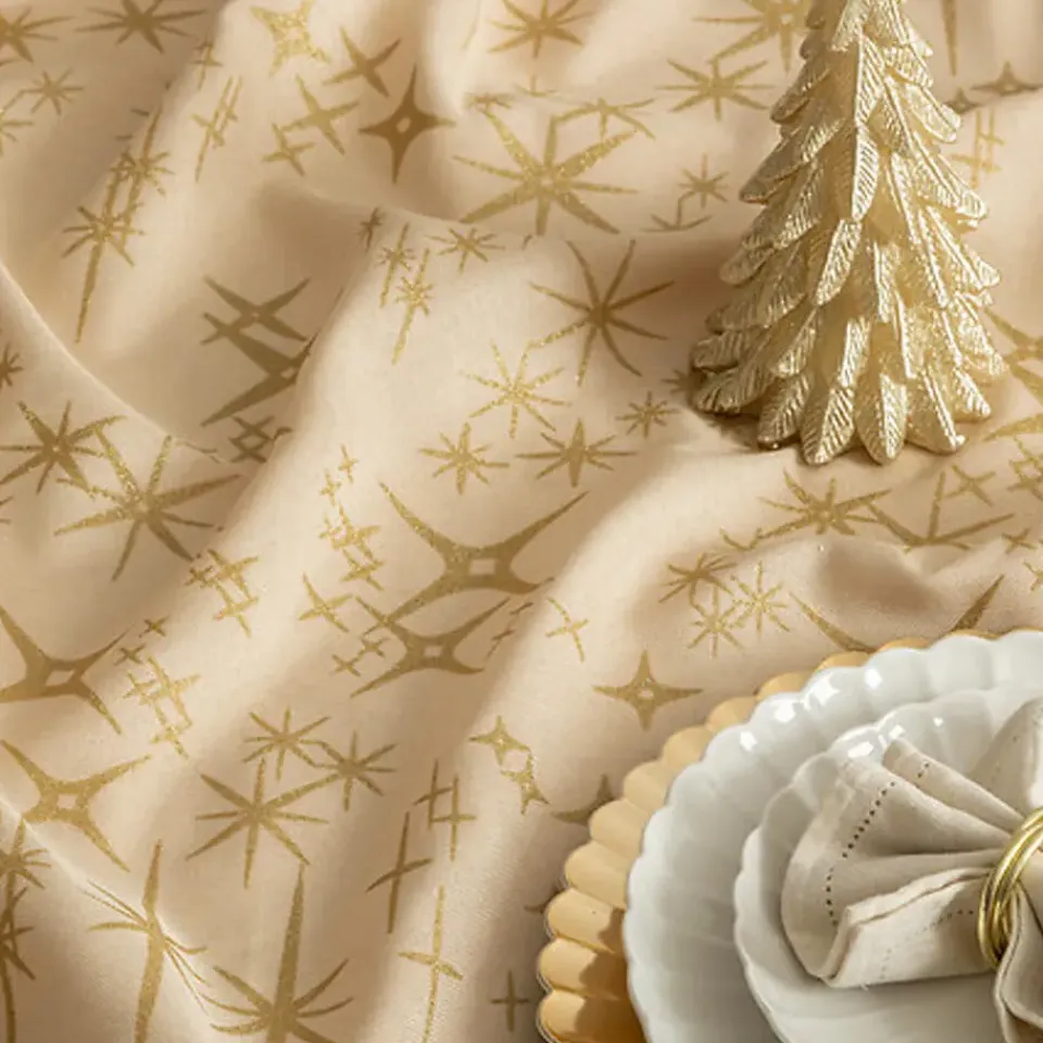 Feeric lights & Christmas Feeric Christmas Tafelkleed - beige - sterren - 140 x 360 cm Discount